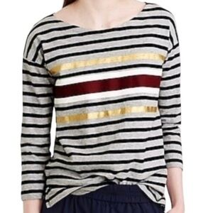 J. Crew Striped Boat Neck Cotton-Jersey Top